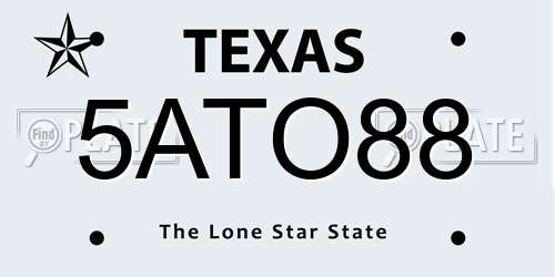 5ATO88 Texas License Plate