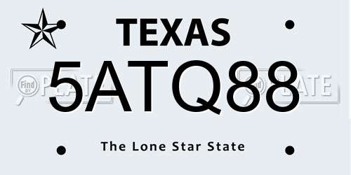 5ATQ88 Texas License Plate