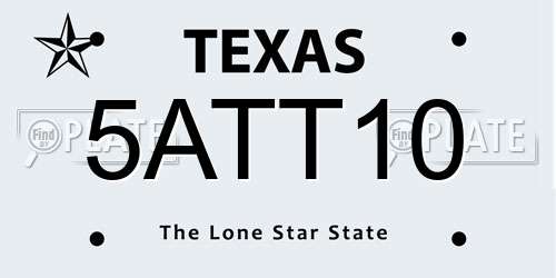 5ATT10 Texas License Plate