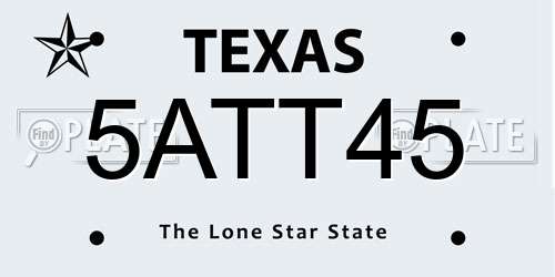 5ATT45 Texas License Plate