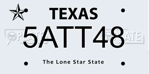 5ATT48 Texas License Plate