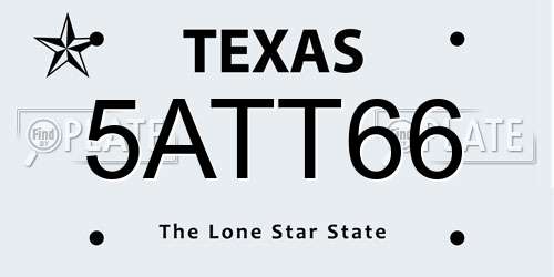 5ATT66 Texas License Plate