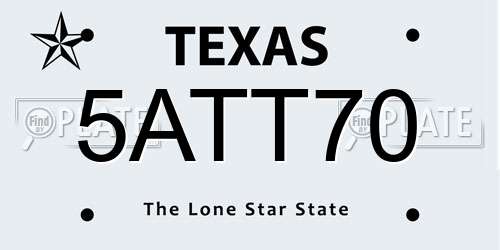5ATT70 Texas License Plate