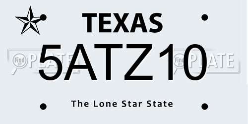 5ATZ10 Texas License Plate