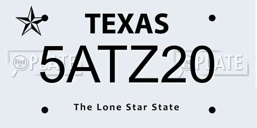 5ATZ20 Texas License Plate