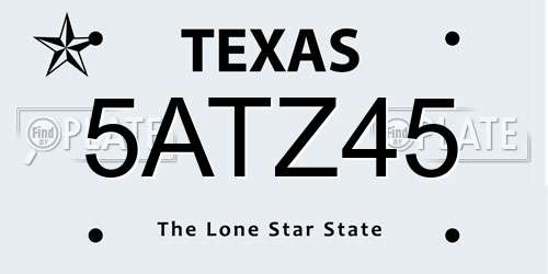 5ATZ45 Texas License Plate