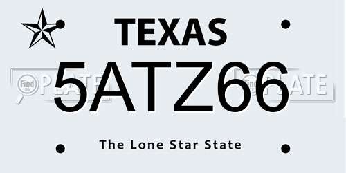 5ATZ66 Texas License Plate