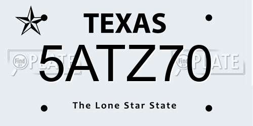 5ATZ70 Texas License Plate