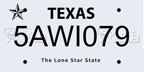 5AWI079 Texas License Plate