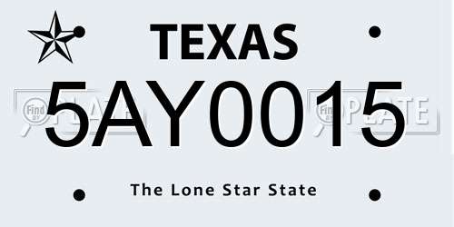 5AY0015 Texas License Plate