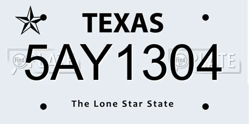 5AY1304 Texas License Plate