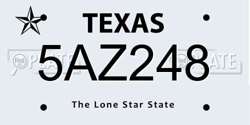 5AZ248 Texas License Plate