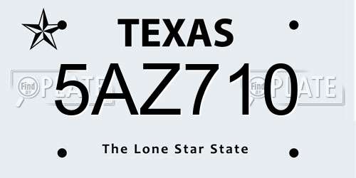 5AZ710 Texas License Plate