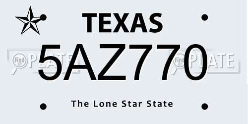 5AZ770 Texas License Plate