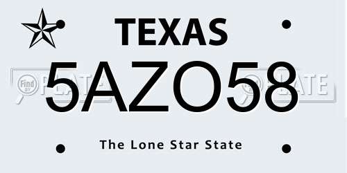 5AZO58 Texas License Plate