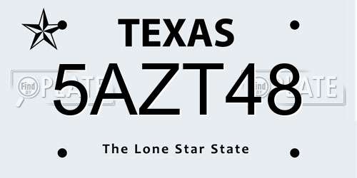 5AZT48 Texas License Plate