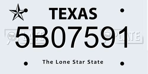 5B07591 Texas License Plate