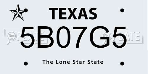 5B07G5 Texas License Plate