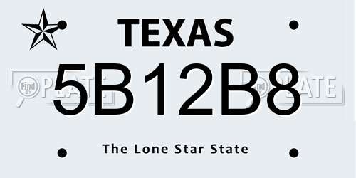 5B12B8 Texas License Plate