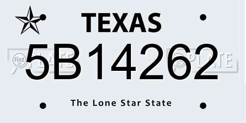 5B14262 Texas License Plate