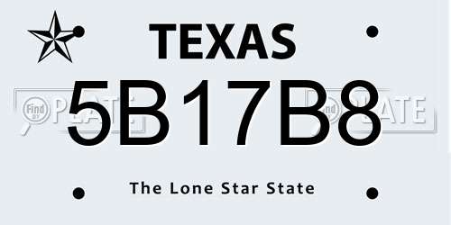 5B17B8 Texas License Plate
