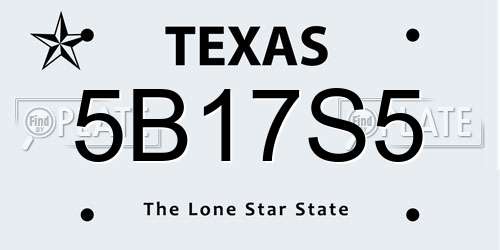 5B17S5 Texas License Plate