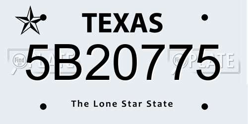 5B20775 Texas License Plate