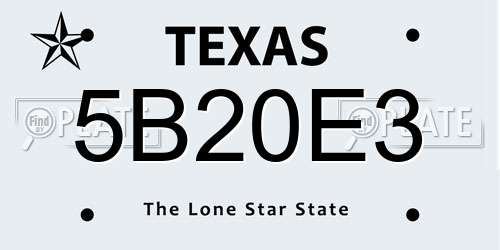 5B20E3 Texas License Plate
