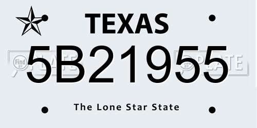 5B21955 Texas License Plate