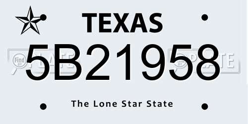 5B21958 Texas License Plate