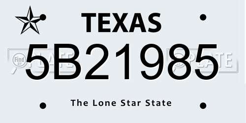 5B21985 Texas License Plate