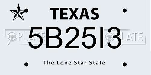5B25I3 Texas License Plate