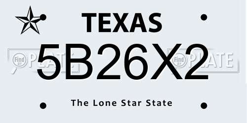 5B26X2 Texas License Plate