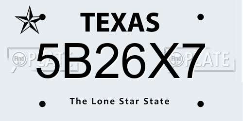 5B26X7 Texas License Plate