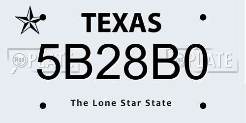 5B28B0 Texas License Plate