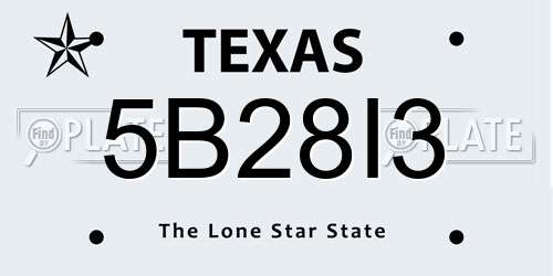 5B28I3 Texas License Plate