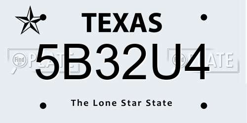 5B32U4 Texas License Plate