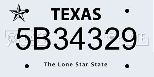 5B34329 Texas License Plate