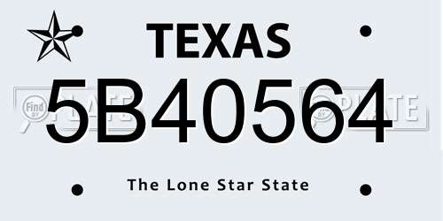 5B40564 Texas License Plate