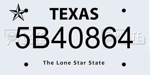 5B40864 Texas License Plate