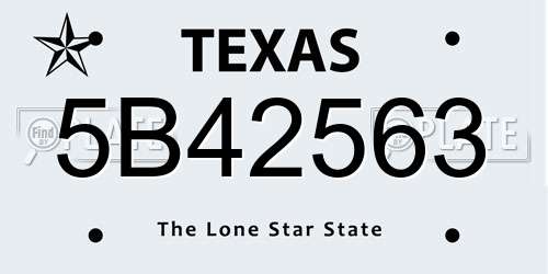 5B42563 Texas License Plate
