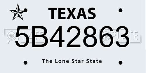 5B42863 Texas License Plate