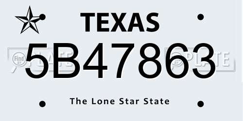 5B47863 Texas License Plate