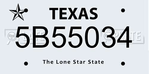 5B55034 Texas License Plate