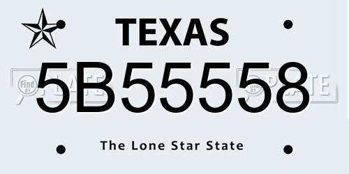 5B55558 Texas License Plate