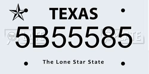 5B55585 Texas License Plate