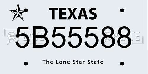 5B55588 Texas License Plate