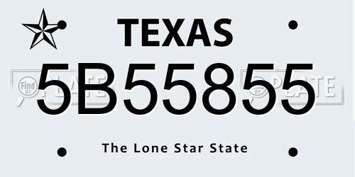 5B55855 Texas License Plate