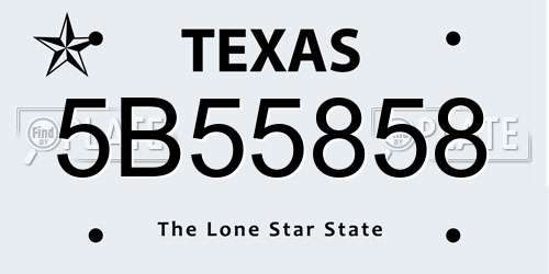 5B55858 Texas License Plate