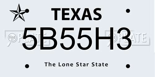 5B55H3 Texas License Plate